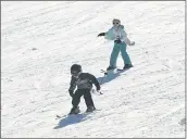  ?? RICH PEDRONCELL­I — THE ASSOCIATED PRESS FILE ?? A pair of youngsters race down a ski run at the Sierra-atTahoe Ski Resort near Echo Summit.