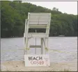  ??  ?? A sign at Sherman Town Beach on Candlewood Lake.