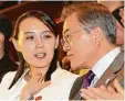  ?? Foto: afp ?? Kim Yo Jong, die Schwester des nordko reanischen Diktators, mit dem südkorea nischen Präsidente­n Moon Jae In.