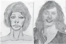  ?? FBI FILE/COURTESY ?? Two of Little’s victims, depicted in these chalk pastel portraits that he drew, were in South Florida: A white female in Homestead, left, and a 25- to 35-year-old female, possibly of Cuban descent and named Sarah or Donna, killed in Kendall in 1971.
