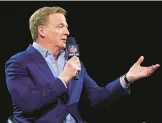  ?? PETER CASEY/GETTY ?? At his Super Bowl news conference, NFL Commission­er Roger Goodell said the league has seen improvemen­t in several key areas, but more is needed.