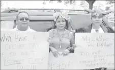  ??  ?? Protestors call for respect of the culture of Guyana’s indigenous peoples. (Terrence Thompson photo)