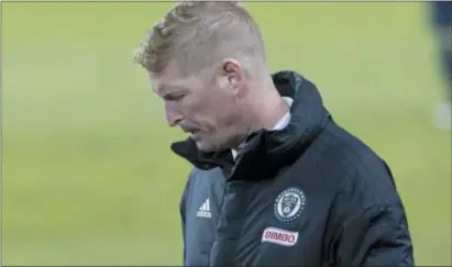  ?? CHRIS YOUNG — THE CANADIAN PRESS VIA AP ?? Union coach Jim Curtin has seen his team go winless in their last 16 road games, including this one May 4 in Toronto, to foster yet another tough start to a season.