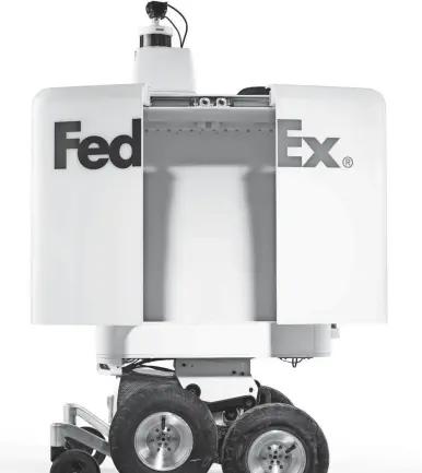  ?? FEDEX ?? The SameDay Bot is designed to travel on sidewalks and along roadsides.