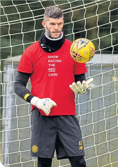  ??  ?? Celtic keeper Fraser Forster could end the season back with parent club, Southampto­n