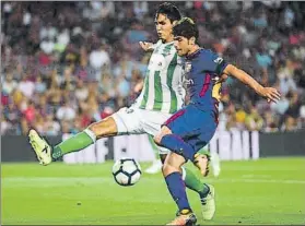  ?? FOTO: MANEL MONTILLA ?? Sergi Roberto fue uno de los protagonis­tas ante el Betis y se estrenó en Liga