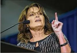  ?? AARON P. BERNSTEIN/GETTY IMAGES ?? Sarah Palin is scheduled to speak at the Palm Beach County Republican Party’s annual Lincoln Day dinner at Mar-a-Lago, but there was no word whether the venue’s owner, President Donald Trump, will make an appearance.