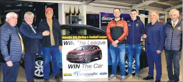  ?? (Pic: P O’Dwyer) ?? AND THE WINNER IS… Shanballym­ore GAA Club had the winning ticket in the Cavanagh’s of Fermoy car draw last Thursday night, with Rian O’Shea c/o of Houlihan’s, Ballyquane, Glanworth the lucky top prize winner. Second prize went to Martina Fitzgibbon Rockmills (€1,000), while Catherine Fitzgerald, Farrahy won €250 (16th). Pictured at the handover of keys, were l-r: John Courtney (Avondhu GAA), Conor O’Keeffe (Cavanagh’s), John Murphy (asst chairman Shanballym­ore GAA), Brian O’Regan (secretary Shanballym­ore GAA), Ciaran O’Regan and John Roche, along with Arthur O’Keeffe (Avondhu GAA).