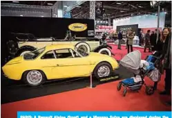  ??  ?? PARIS: A Renault Alpine (front) and a Hispano Suiza are displayed during the Retromobil­e auto show in Paris. —AFP