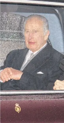  ?? ?? The King arriving back at Clarence House in London.