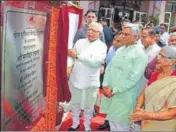  ?? MANOJ DHAKA /HT ?? Haryana chief minister Manohar Lal Khattar laying the foundation stone of a sports centre in Rohtak on Saturday.
