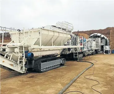  ??  ?? Master Drilling is testing an innovative mobile tunnel-boring machine that can turn in a 30m radius and work on 12-degree inclines or declines, making it a cheap, fast, safe option to develop declines in undergroun­d mines.