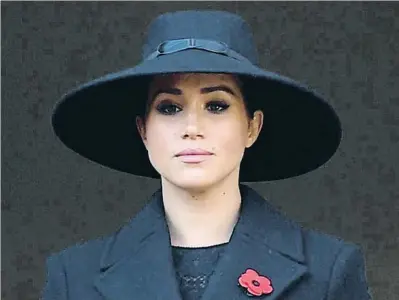  ?? DANIEL LEAL-OLIVAS / AFP ?? Meghan Markle, en la ceremonia del día del Recuerdo del 2019 en Whitehall, Londres