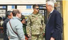  ?? AFP ?? ■ Maj. Gen James B. Jarrard (centre) and State Department representa­tive William Roebuck (right) visit Manbij.