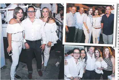  ??  ?? (1) Norma Invernesi, Miguel Chon y Tatiana Simón. (2) Rigo Pineda, Juan Carlos Javier, Gabriela de Mejía, Lourdes de Mejía y Tomás Mejía. (3) Javier Valladares, Zoe Pineda, Edgar Torres, Marcia Facussé y Maruca Dip.