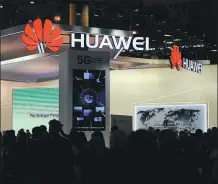  ?? BLOOMBERG VIA GETTY IMAGES ?? The stand of Huawei Technologi­es Co Ltd at the Mobile World Congress in Barcelona, Spain, on Feb 26.