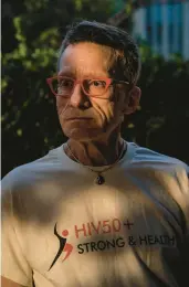  ?? HAIYUN JIANG/THE NEW YORK TIMES ?? Paul Aguilar, 60, was given five years to live when diagnosed with HIV in 1988. Aguilar recently began attending a program for aging HIV patients.