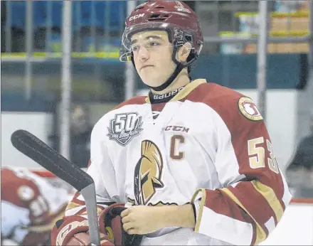  ?? JASON MALLOY/SALTWIRE NETWORK ?? Defenceman Noah Dobson of Summerside is captain of the Acadie-Bathurst Titan for the 2018-19 Quebec Major Junior Hockey League season. Dobson was named to Team QMJHL for the 2018 CIBC Canada/Russia Series on Wednesday.
