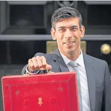  ??  ?? Chancellor Rishi Sunak will unveil his Budget today.