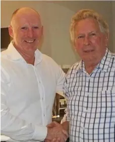  ?? PHOTO: CONTRIBUTE­D ?? RECOGNITIO­N: JP branch registrar Damien Mealey (left) thanks Trevor Telford for his 12 years of service to the JP’s in the community program in Toowoomba.