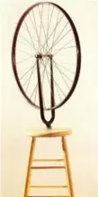  ??  ?? Duchamp’s first “readymade,” a bicycle wheel mounted on a stool.