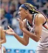  ?? ELSA/GETTY ?? Aaliyah Edwards returns to UConn with internatio­nal experience after playing for Team Canada in the Tokyo Olympics.