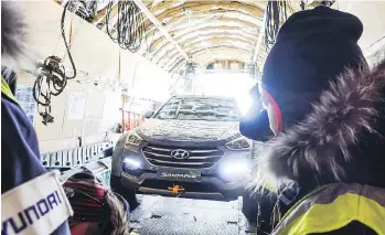  ??  ?? The Hyundai Santa Fe got a lift to the continent, but did all the hard work in Antarctica itself.