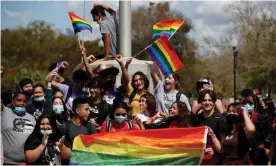  ?? Photograph: Octavio Jones/Reuters ?? High school students protest the ‘don’t say gay’ bill in Tampa, Florida.