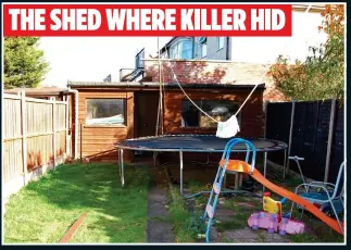  ??  ?? SINISTER PLOT: Ramanodge Unmathalle­gadoo, left, hid in his ex-wife’s garden shed, above, before shooting her with the crossbow, below THE SHED WHERE KILLER HID