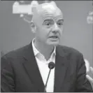  ?? DIEU NALIO CHERY, THE ASSOCIATED PRESS ?? One year after proclaimin­g the "crisis is over" Gianni Infantino and FIFA are still facing scandal and investigat­ions.