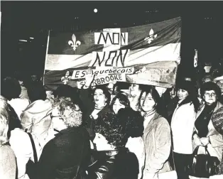  ?? LEN SIDAWAY FILES ?? On April 7, 1980, 15,000 women paid $5 each at the door and filled the Forum to overflowin­g for the Yvette rally, inspiring rallies of like-minded women around the province to support the No side.