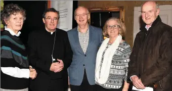  ?? Photo by Michelle Cooper Galvin ?? Bishop Billy Crean with Mary O’Driscoll, Dermot and Carmel Walsh, Cahersivee­n, and Billy Condron, Killarney, at the Bishop’s talk in The Gleneagle last week.