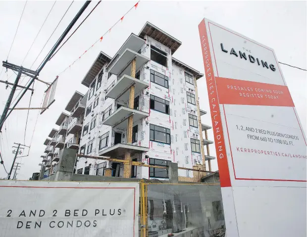  ?? JASON PAYNE ?? Kerr Properties, the developer behind The Landing condominiu­m developmen­t in Langley, offered first-time homebuyers the opportunit­y to purchase a unit and live mortgage-free for one year. Several buyers took the deal before the promotion ended last week.