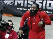  ?? CARMEN MANDATO — POOL PHOTO VIA AP ?? Houston Rockets’ James Harden reacts during the fourth quarter of a Dec. 17 game against the San Antonio Spurs in Houston.