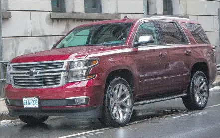  ?? CLAYTON SEAMS/DRIVING.CA ?? The 2017 Chevrolet Tahoe LTZ packs a torquey 5.3-litre V8 engine.