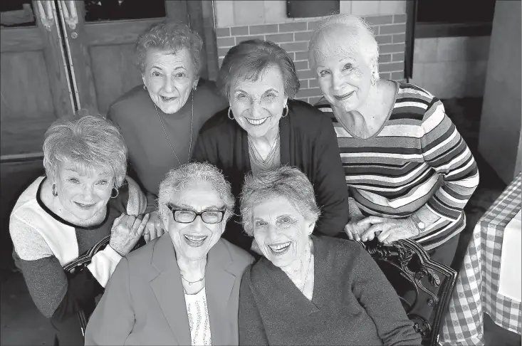  ?? Mel Melcon/Los Angeles Times/TNS ?? Clockwise, from left, Joyce Sindel, 85; Arlene Dunaetz, 85; Armony Share, 86; Charlotte Gussin-Root, 85; Jackie Waterman, 86; and Helen Bialeck, 85, gather at Maggiano’s Little Italy restaurant in Woodland Hills, Calif.