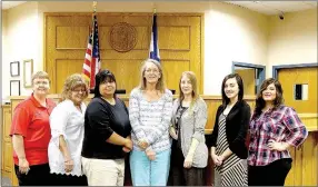  ?? RITA GREENE MCDONALD COUNTY PRESS ?? McDonald County Circuit Court staff, from left, Stephanie Sweeten, Debby Daniels, Jessica Bergen, Lori Sellers, Sheryl Kimbrell, Courtney Bohannon, Athena Thacker. Not available for photo: Jennifer Mikeska and Tanya Lewis.