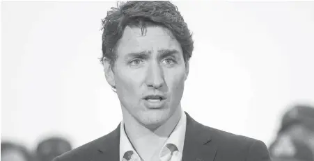  ?? DARREN STONE, TIMES COLONIST ?? Prime Minister Justin Trudeau addresses Canadian Coast Guard crews during a visit to Victoria on April 5.