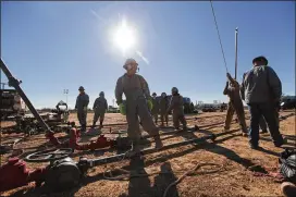  ?? THE NEW YORK TIMES 2012 ?? A fracking operation in New Mexico. Median pay for energy workers last year was $123,000, which topped all sectors, including utilities, tech and health care.