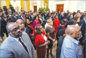  ?? THE ASSOCIATED PRESS ?? Members of the audience listen as President Joe Biden speaks at a reception in recognitio­n of Black History Month at the White House in Washington, Tuesday.