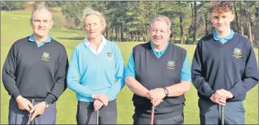  ?? ?? Pictured at the drive-in, are l-r: President John O’Sullivan, lady captain Siobhan Feehan, men’s captain Gerry Stanton and jnr captain Ben Carey.