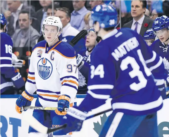  ??  ?? If the NHL eventually ends up following the NBA trend of resting star players to preserve their bodies, might we see an Oilers-Leafs game in the future without Edmonton’s Connor McDavid and Toronto’s Auston Matthews? — THE CANADIAN PRESS FILES