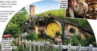  ??  ?? HOBBITAT One of the Hobbit holes at Alexander Farm in Waikato
BIG STAR Martin Freeman as Bilbo Baggins