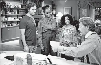  ?? BYRON COHEN/ABC ?? Mark-Paul Gosselaar, from left, Tika Sumpter, Arica Himmel and Gary Cole star on “Mixed-ish,” a spinoff of “black-ish.”