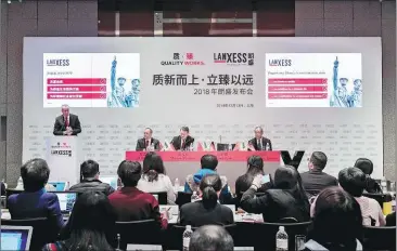  ??  ?? Above: German specialty chemicals company Lanxess announced on Thursday it will strengthen its investment in the Asia-Pacific region in the next five years.