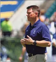  ?? Icon Sportswire via Getty Images ?? Yale coach Andy Shay before the 2019 NCAA national championsh­ip game against Virginia.