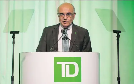  ?? LAURA PEDERSEN ?? TD CEO Bharat Masrani says bank officials take complaints about their sales tactics “very seriously and are reviewing all of them.”