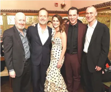  ??  ?? Joe Weisberg, John Landgraf, Keri Russell, Matthew Rhys and Joel Fields attend ‘The Americans’ Season 6 Premiere — After Party at Tavern On The Green recently in New York City. — AFP file photo