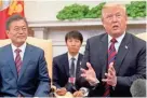  ?? SAUL LOEB/AFP/GETTY IMAGES ?? President Donald Trump and South Korean President Moon Jae-in meet Tuesday at the White House to plot strategy for a historic summit with North Korea.