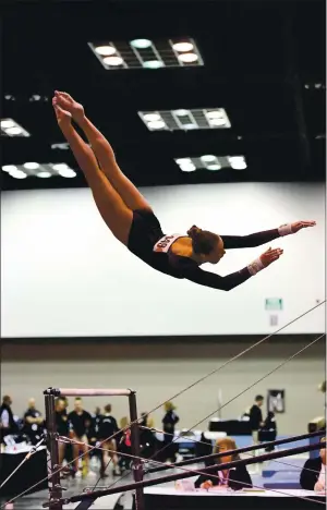  ?? CONTRIBUTE­D ?? Soquel High junior Jacquie Moran, who trains and competes for San Mateo Gymnastics, verbally committed on Dec. 8 to compete for 10-time NCAA Division I champion University of Georgia beginning in 2022-23.